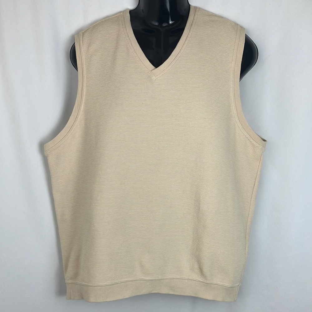 Bolle Golf Cream Sleeveless Ribbed V-Neck mens shirt size large
